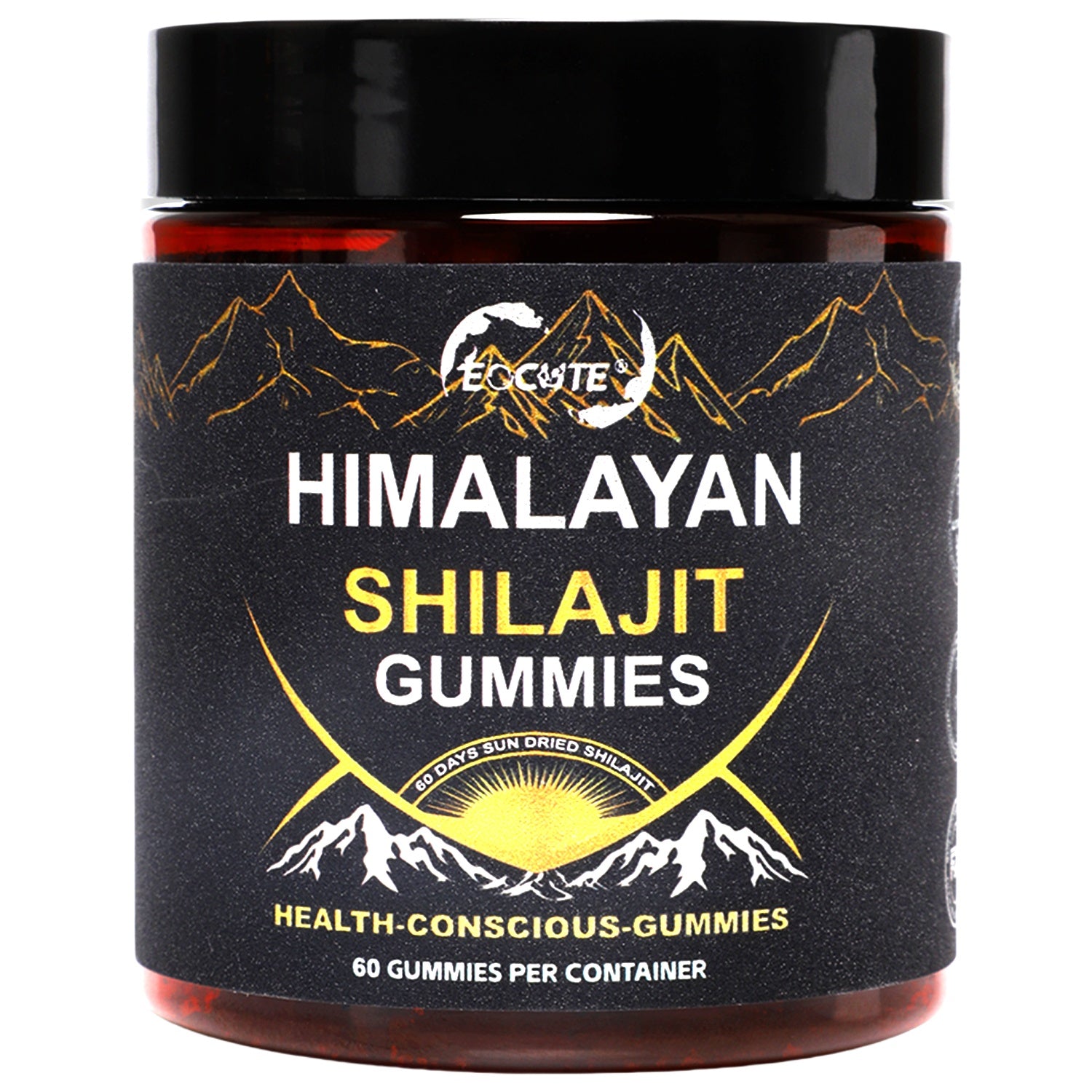 Organic shilajit Gummies by EOCUTE | Cane Sugar Free, Sweetened by Organic Manuka Honey | Clean Formula | Natural Fulvic   Humic Acid | Heart   Brain, Cellular Health | 60 Healthy Gummies