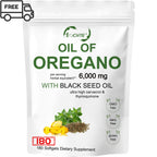 EOCUTE Oil of Oregano Softgels 6000mg Per Serving, 180 Pcs/Pack,2 in 1 Formulated with Black Seed Oil 200mg, 4X Strength Carvacrol   Thymoquinone,Plant Based.