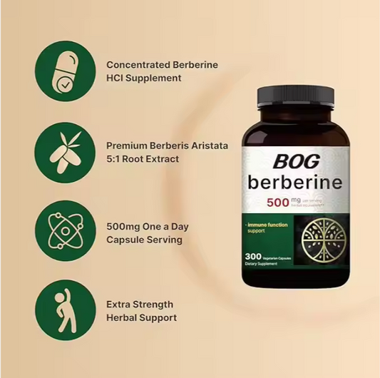 BOG berberine 500 mg per serving. herbal equivalent