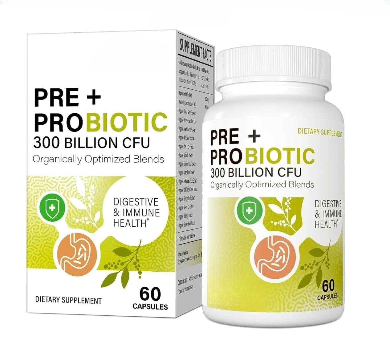 PRE +PROBIOTIC300 BILLION CFUOrganically Optimized Blends