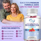EOCUTE Sugar-Free Resveratrol Gummies   Potent 1500mg Resveratrol Supplement to Support Digestive   Immune Health   Resveratrol Supplements for Antioxidant Nutritional  Support, Cell Regenerator   Repair Dietary