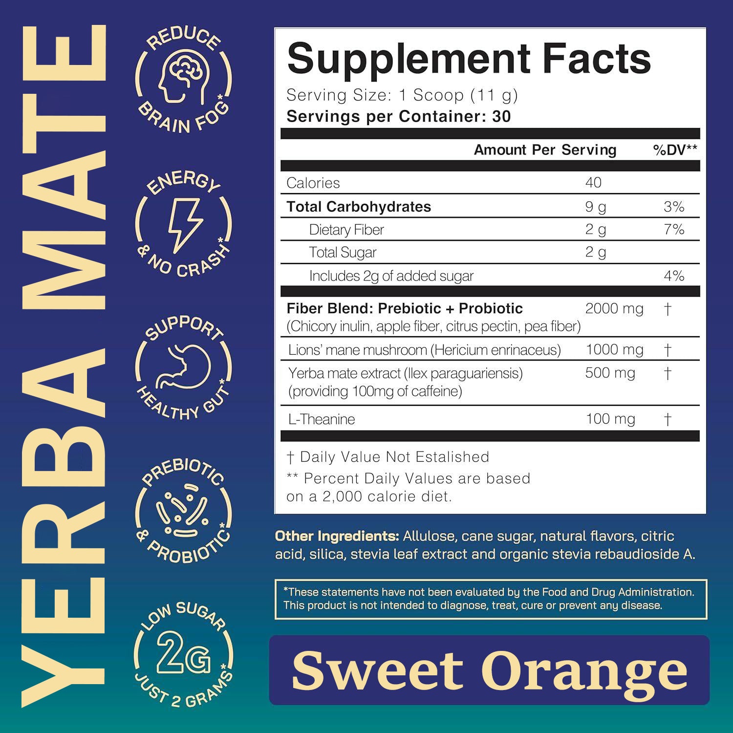 EOCUTE Yerba Mate Powder Minerals   Wellness Supplements Powdered Supplement Drink Mix | Peach Coffee Flavor and Sweet Orange  |  Magic   Instant Drink Powder  | 30 Servings Beverage Drinks