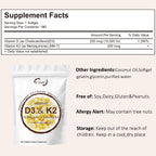 EOCUTE Vitamin D3 10000 iu Plus K2(MK-7) 200mcg 300 Softgels