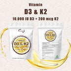 EOCUTE Vitamin D3 10000 iu Plus K2(MK-7) 200mcg 180 Softgels