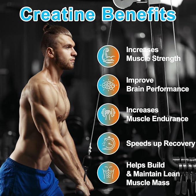 EOCUTE Creatine Monohydrate Gummies   5g per Serving for Muscle   Strength Building,Sugar-Free,Vegan, Blueberry Flavor, 150 Count Amino Acids Nutrional Supplements Dietary Healthcare Edible Fitness Optimum