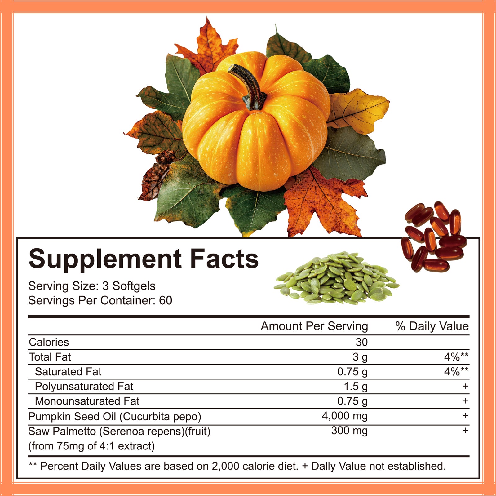 Pumpkin Seed Oil with Saw Palmetto, 4,000mg Per Serving, 180 Softgels | Cold Pressed, Pure Virgin Oil, Herbal Supplement | Supports Hair, Urinary, Bladder   Prostate Health | Non-GMO