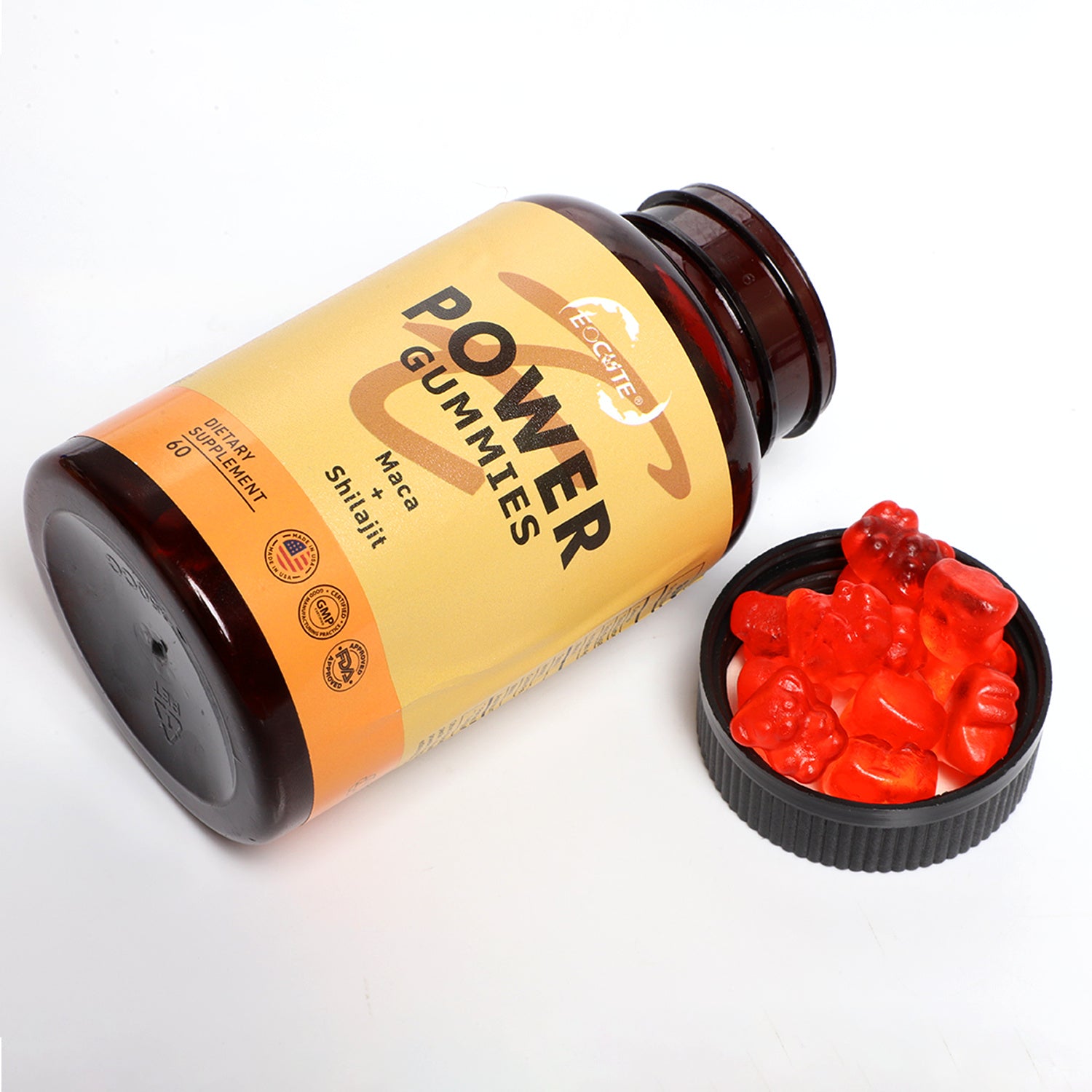 EOCUTE Power Gummies,with maca and shilajit, Strengthens The Body and Promotes Absorption,shilajit Pure Himalayan Organic(60 Gummies)  Fitness Edible Dietary Healthcare Vitamins SupplementsOptimum
