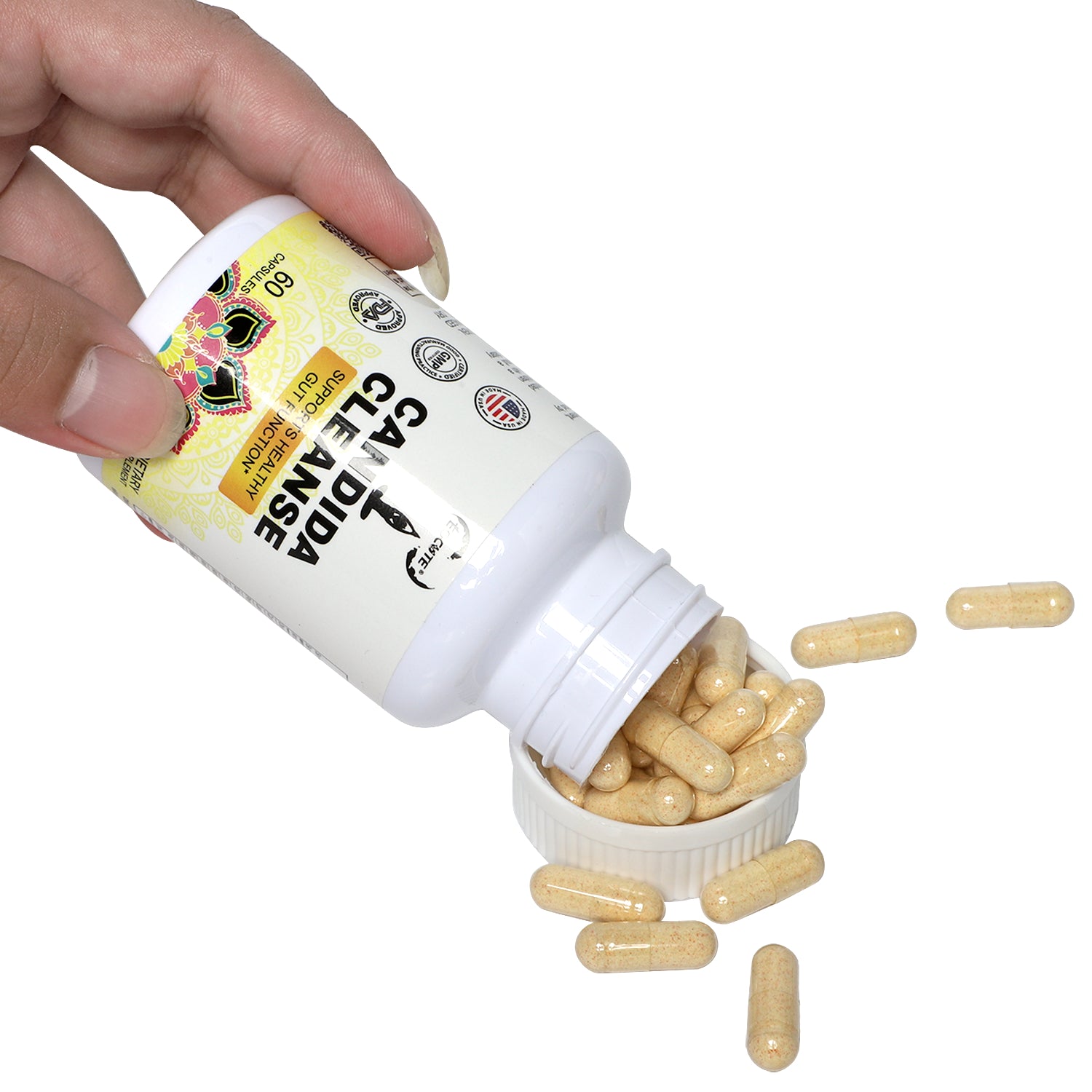 EOCUTE Candida Cleanse   Gut   Colon Support (60 Capsules)   for Men   Women   Anti Yeast Overgrowth   Oregano Leaf, Wormwood, Black Walnut, Caprylic Acid Digestive Nutritional Supplements Edible Dietary Fitness Healthcare Optimum Boost