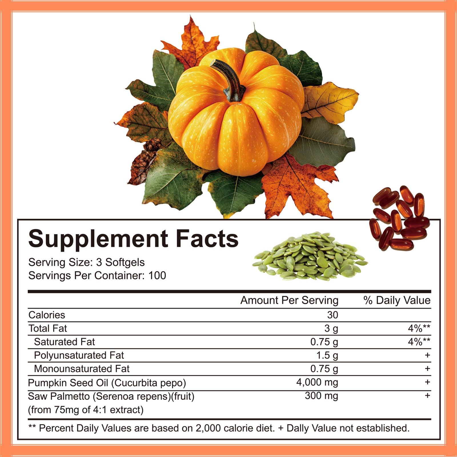 Pumpkin Seed Oil with Saw Palmetto, 4,000mg Per Serving, 300 Softgels | Cold Pressed, Pure Virgin Oil, Herbal Supplement | Supports Hair, Urinary, Bladder   Prostate Health | Non-GMO