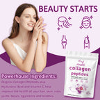 EOCUTE Multi Collagen Peptides Powder Pasture-Raised-Hydrolyzed Protein Peptides (Type l,l,lll,V,X)with HyaluronicAcid, Biotin   Vitamin C,1LB