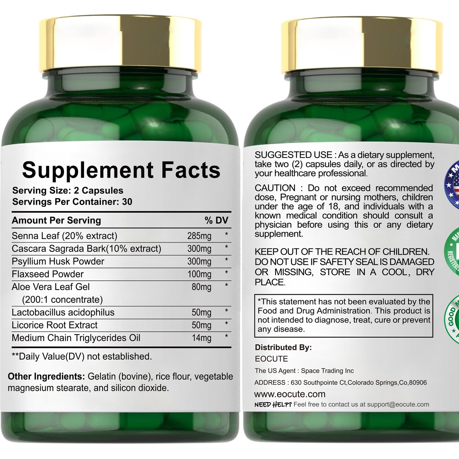 EOCUTE 15 Day Gut Cleanse Detox For Women and Men   Vegan, Non-GMO Ingredients For Waist Loss and Constipation Relief With A 15 Day Cleanse Gut Support Without Cramping, As Seen On TikTok (60 Capsules)