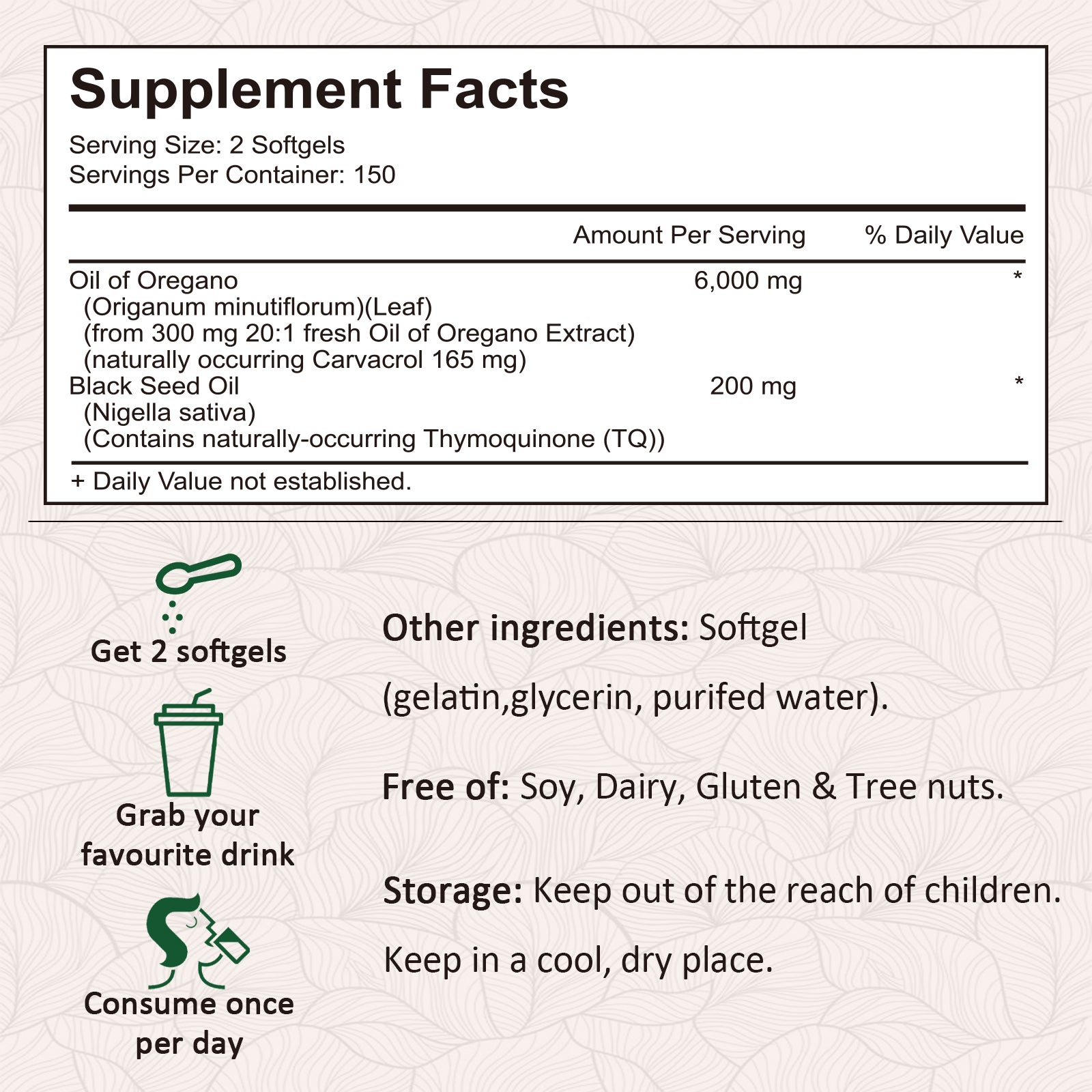 EOCUTE Oil of Oregano Softgels 6000mg Per Serving, 180 Pcs/Pack,2 in 1 Formulated with Black Seed Oil 200mg, 4X Strength Carvacrol   Thymoquinone,Plant Based.