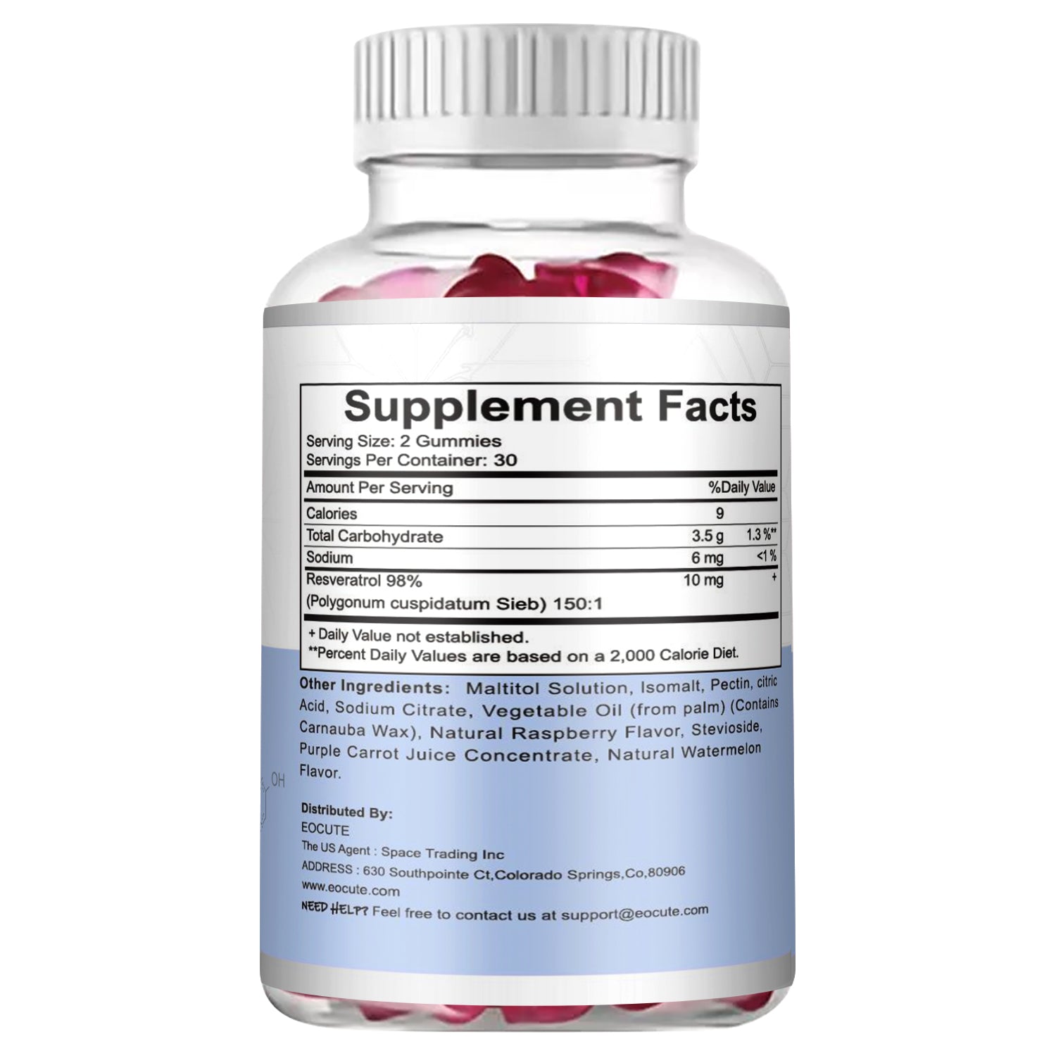 EOCUTE Sugar-Free Resveratrol Gummies   Potent 1500mg Resveratrol Supplement to Support Digestive   Immune Health   Resveratrol Supplements for Antioxidant Nutritional  Support, Cell Regenerator   Repair Dietary