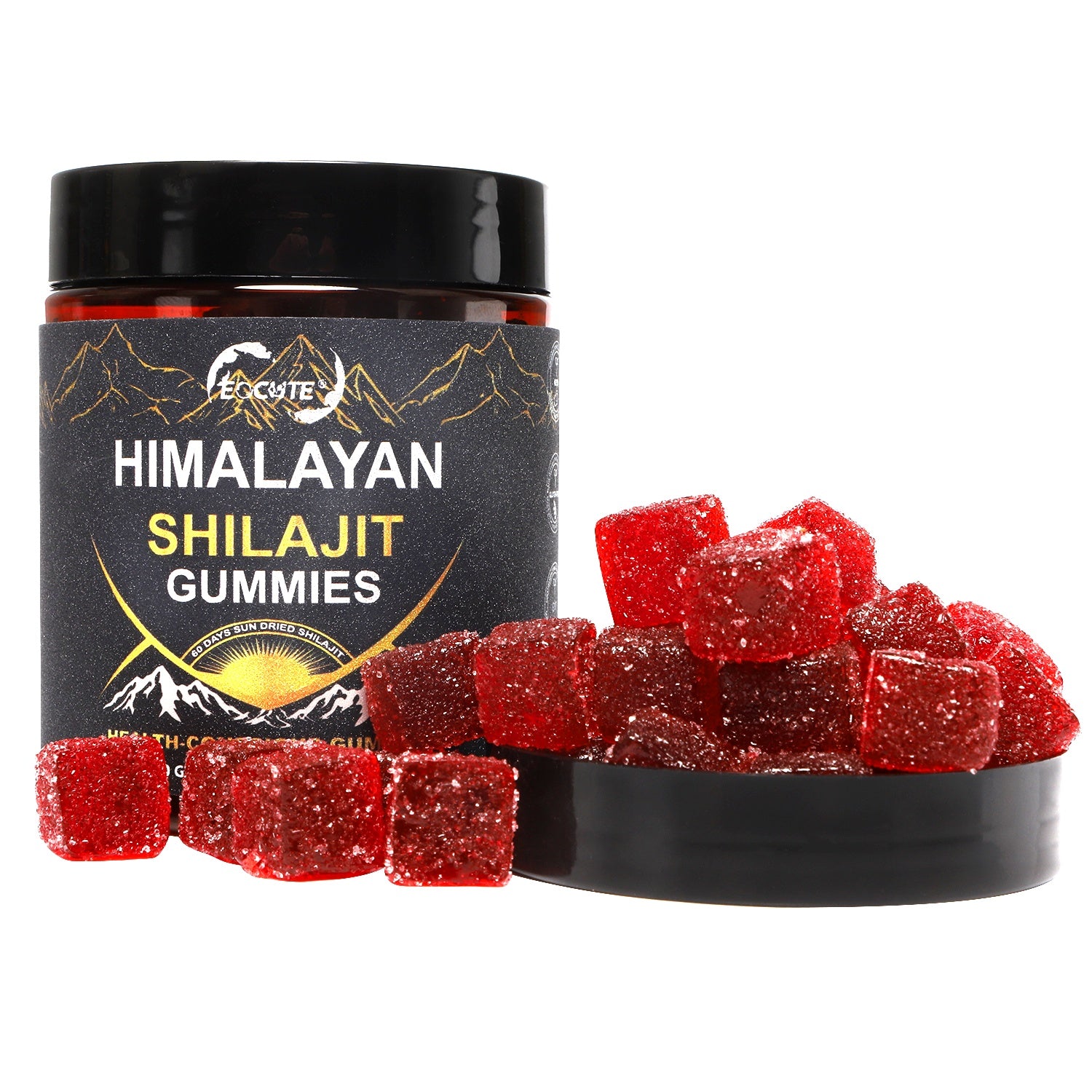 Organic shilajit Gummies by EOCUTE | Cane Sugar Free, Sweetened by Organic Manuka Honey | Clean Formula | Natural Fulvic   Humic Acid | Heart   Brain, Cellular Health | 60 Healthy Gummies