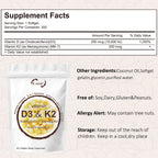 EOCUTE Vitamin D3 10000 iu Plus K2(MK-7) 200mcg 180 Softgels