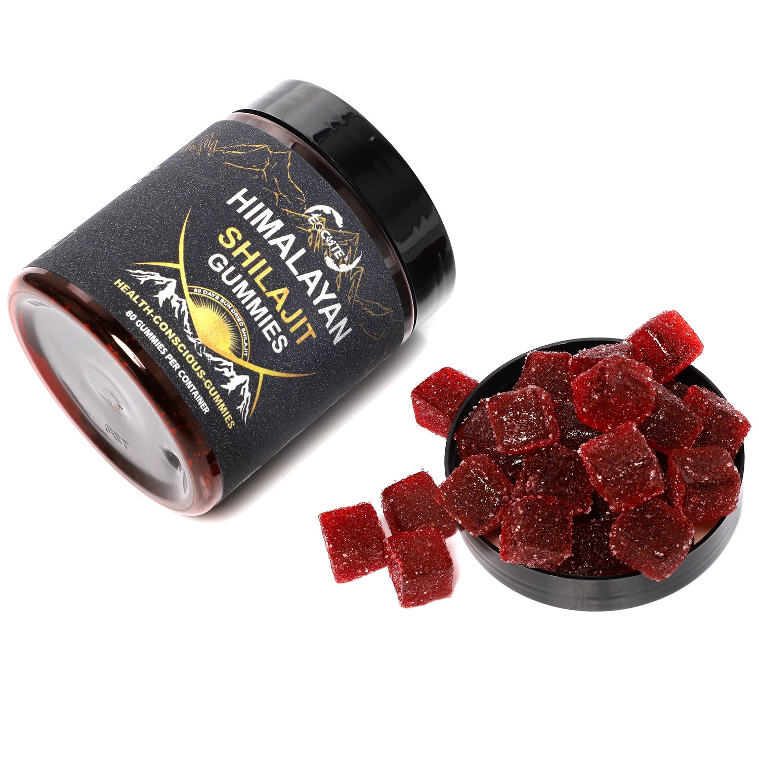 Organic shilajit Gummies by EOCUTE | Cane Sugar Free, Sweetened by Organic Manuka Honey | Clean Formula | Natural Fulvic   Humic Acid | Heart   Brain, Cellular Health | 60 Healthy Gummies