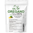 EOCUTE Oil of Oregano Softgels 6000mg Per Serving, 180 Pcs/Pack,2 in 1 Formulated with Black Seed Oil 200mg, 4X Strength Carvacrol   Thymoquinone,Plant Based.