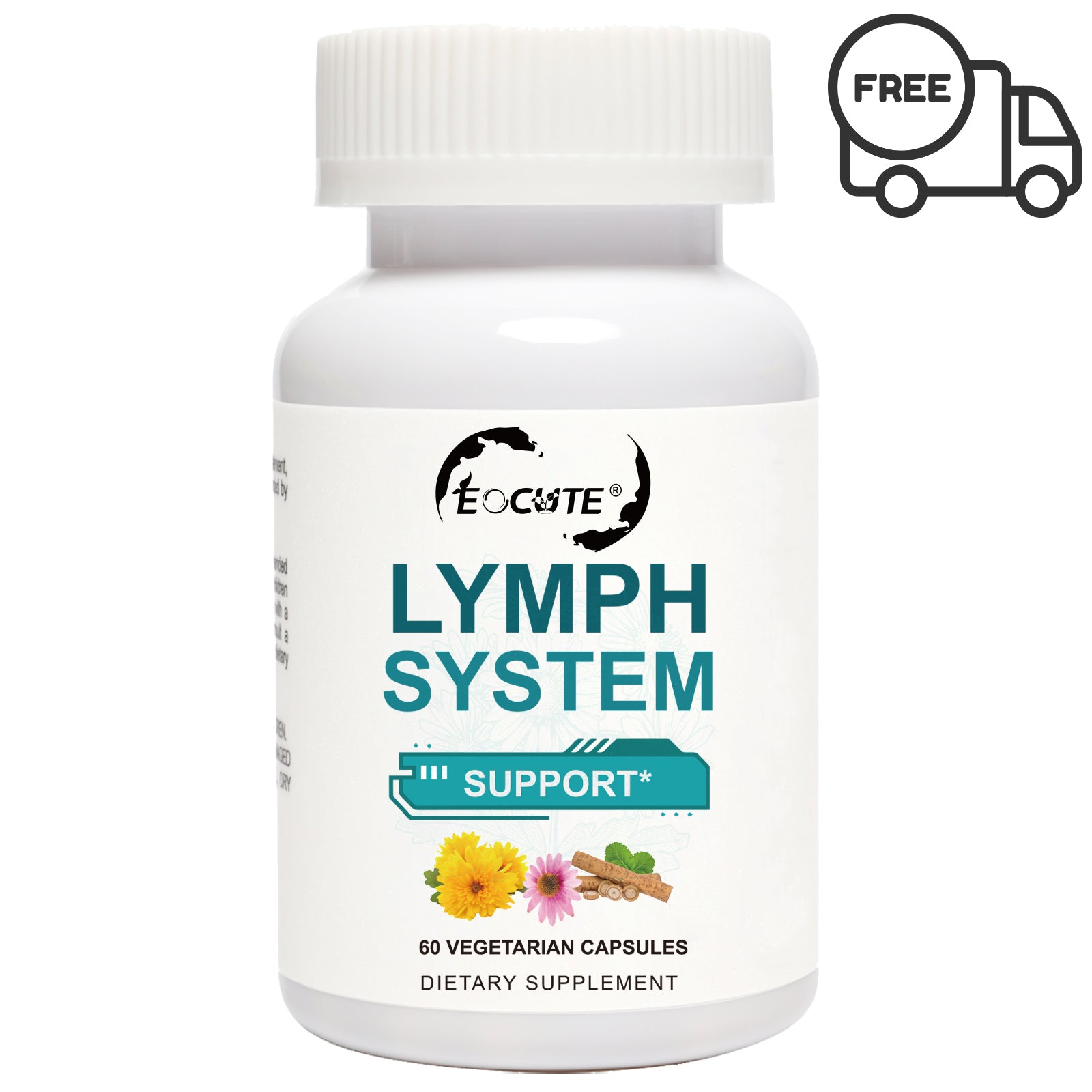 EOCUTE Lymph System Support Supplement   Lymphatic Drainage Supplement with Dandelion Extract, Cleavers, Burdock Powder   Reduce Swelling and Cleanse Lymph Hair/Skin/Nails Supplements Edible Fitness Dietary Healthcare Beauty Optimum