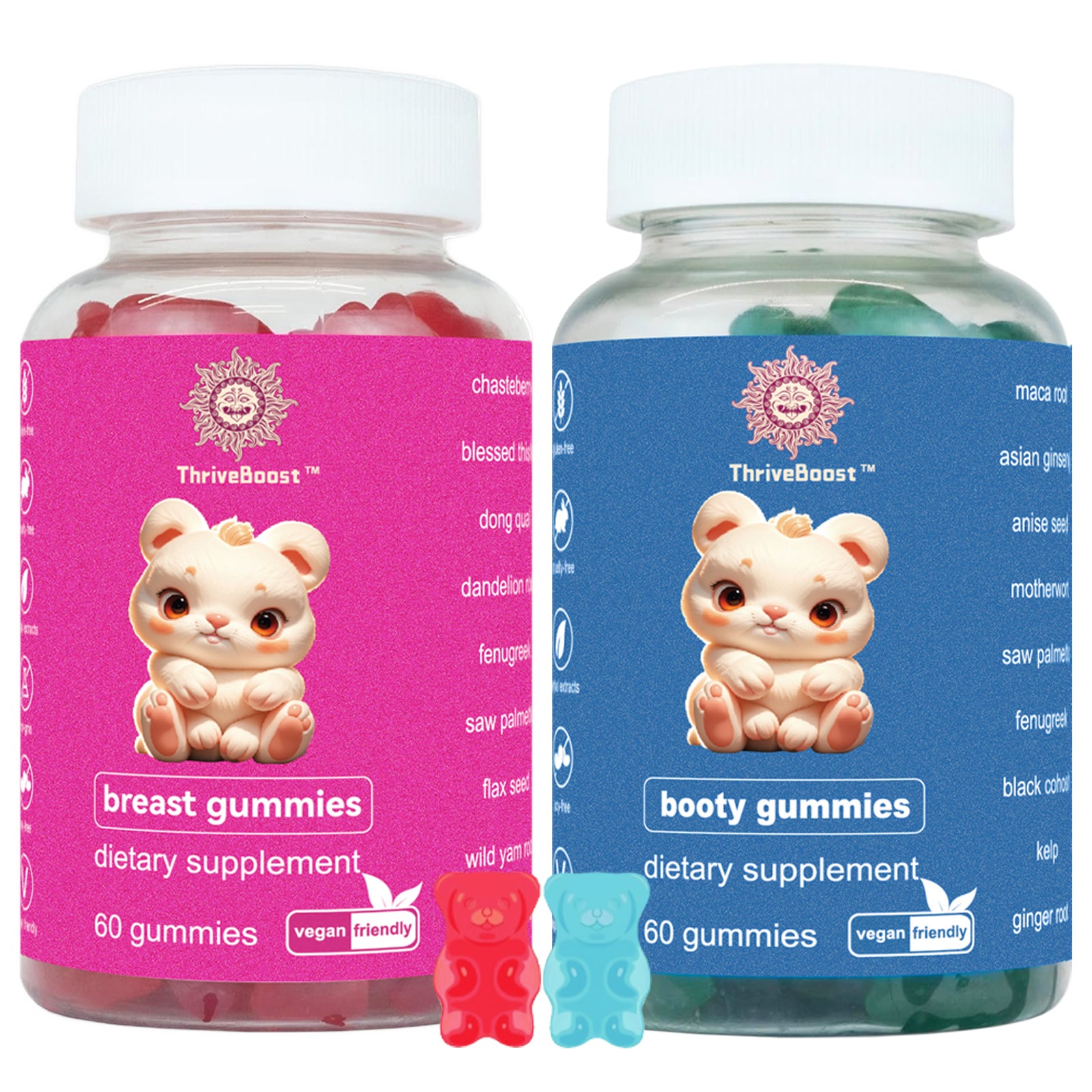 EOCUTE Gummies Combo Pack -TopSupport and Peach Gains Gummies-Workout Aid -Women s Support Supplement-Berry Flavored-Essential Herbs -Multivitamins Dietary Fitness