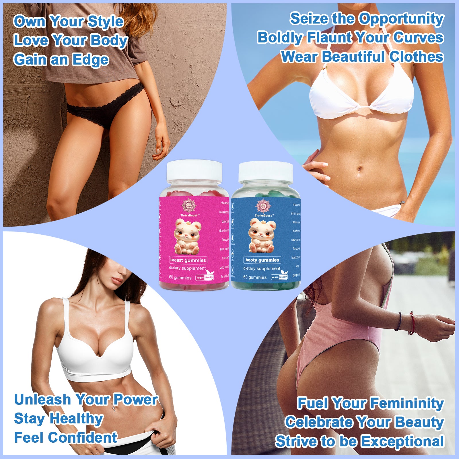 EOCUTE Gummies Combo Pack -TopSupport and Peach Gains Gummies-Workout Aid -Women s Support Supplement-Berry Flavored-Essential Herbs -Multivitamins Dietary Fitness
