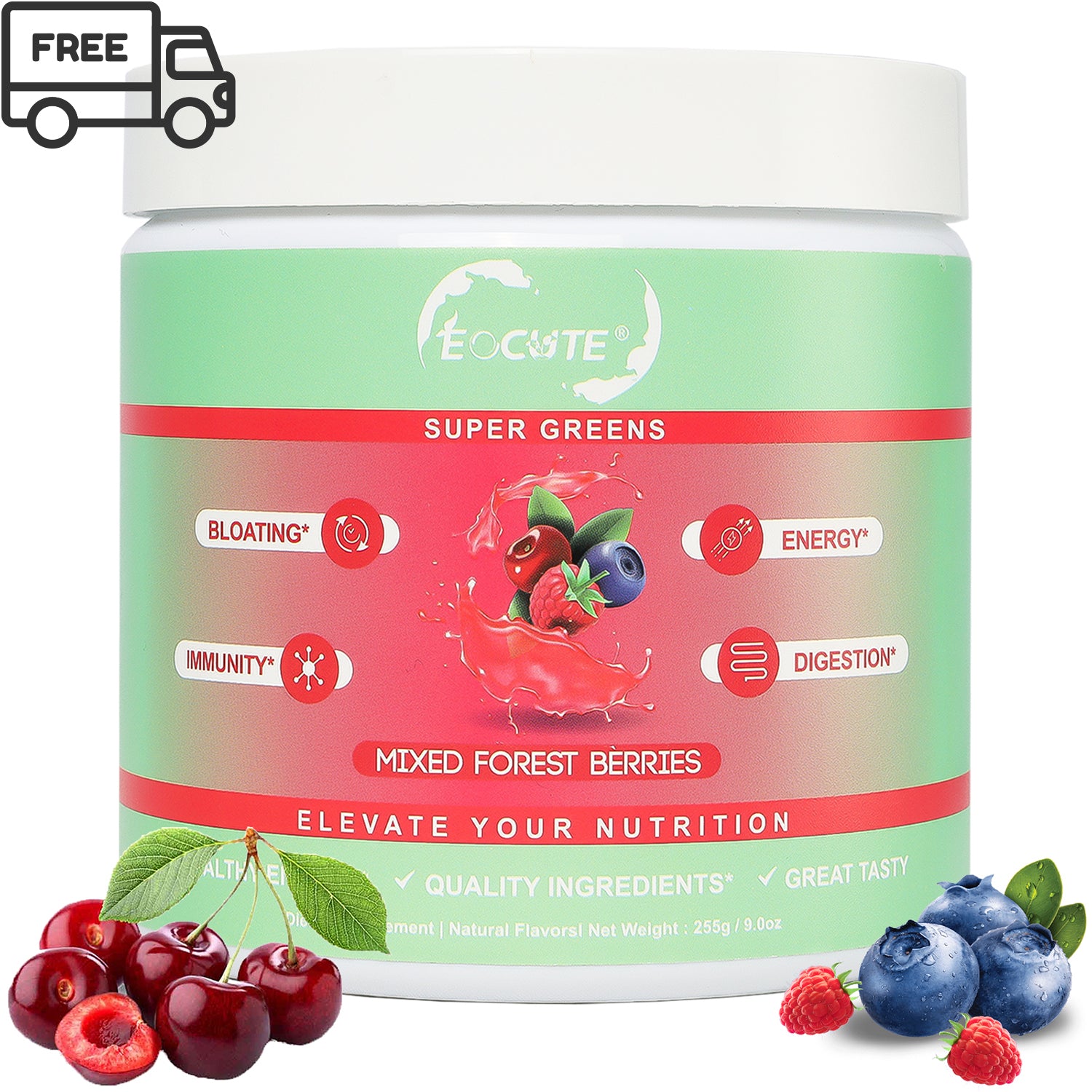 EOCUTE Super Greens   Organic Greens Powder to Reduce Bloat, Support Gut Health, Boost Immunity, Healthy Digestion for Women   Antioxidant Support   Spirulina   Chlorella   Tropical Splash