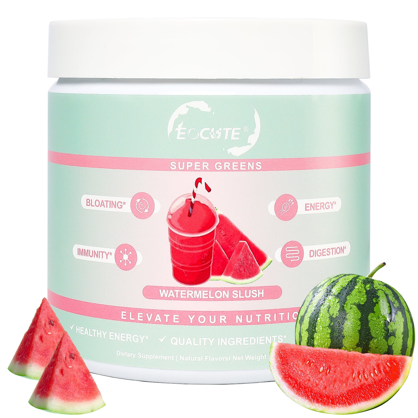 EOCUTE Super Greens Powder to Reduce Bloat, Digenstive Health for Women, Bloating Relief, Gut Health,Skin Care,Support Gut Health, Boost Immunity, Healthy Digestion for Women   Antioxidant Support    Chlorella   Watermelon Slush, Dietary Supplement