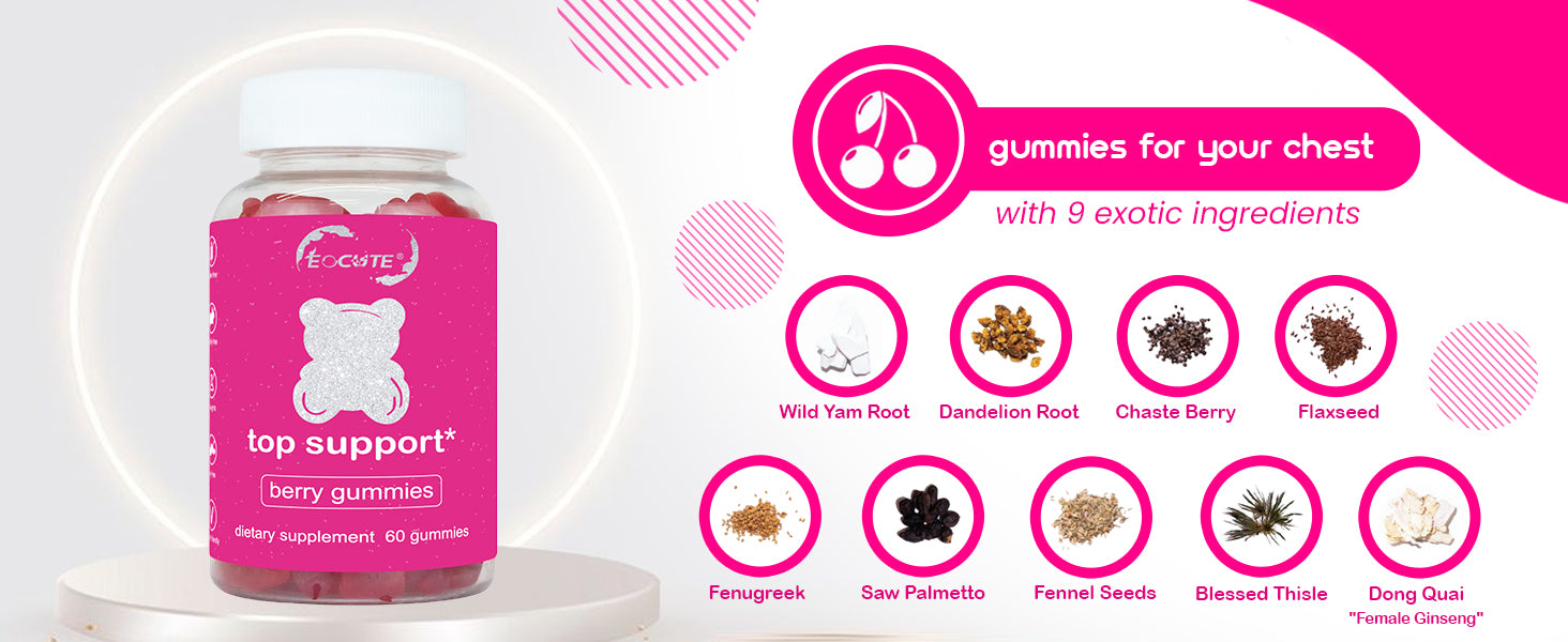 Top Support  Gummies-Workout Aid -Women s Support Supplement-Berry Flavored-Essential Herbs -Multivitamins Dietary Fitness