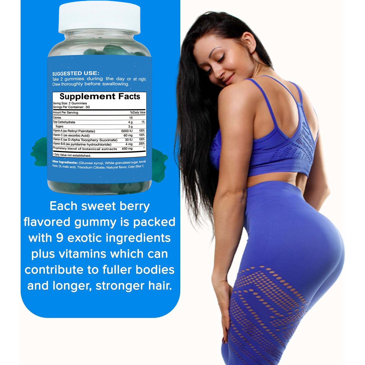 Peach Gains Gummies-Workout Aid -Women s Support Supplement-Berry Flavored-Essential Herbs -Multivitamins Dietary Fitness
